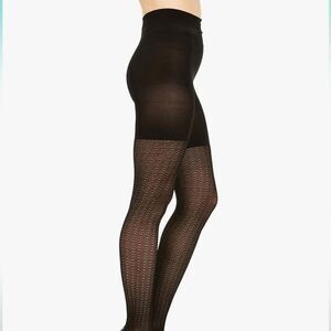 NEW Assets by Sara Blakely Spanx Black Textured Wish Bone Tights 2049 Size 3